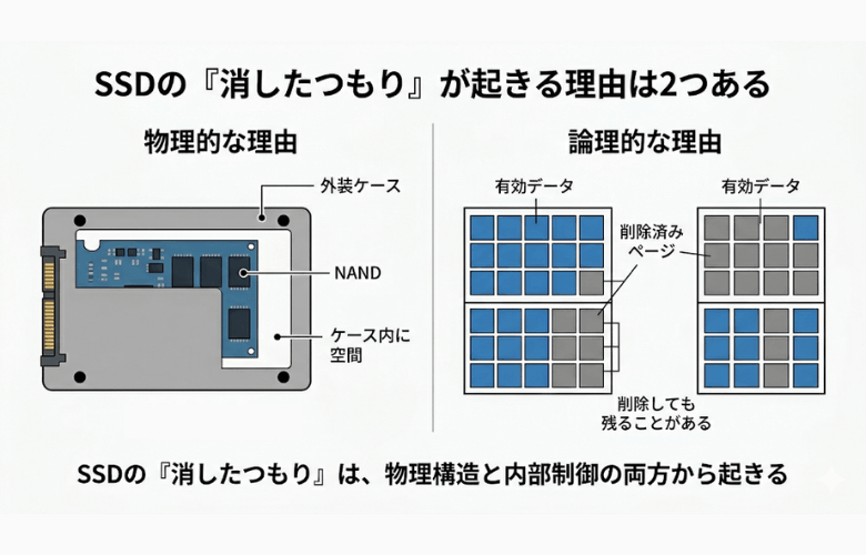 TRIM と GC による消去の流れ